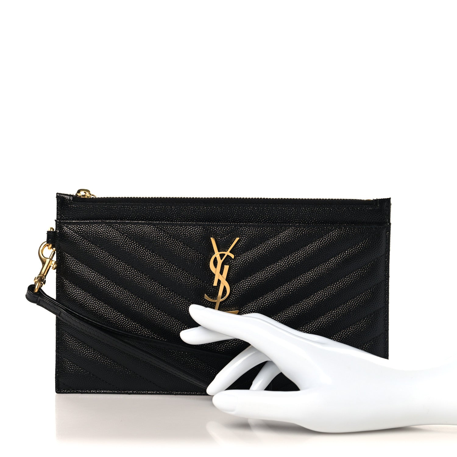 Grain De Poudre Chevron Monogram Large Bill Pouch Black