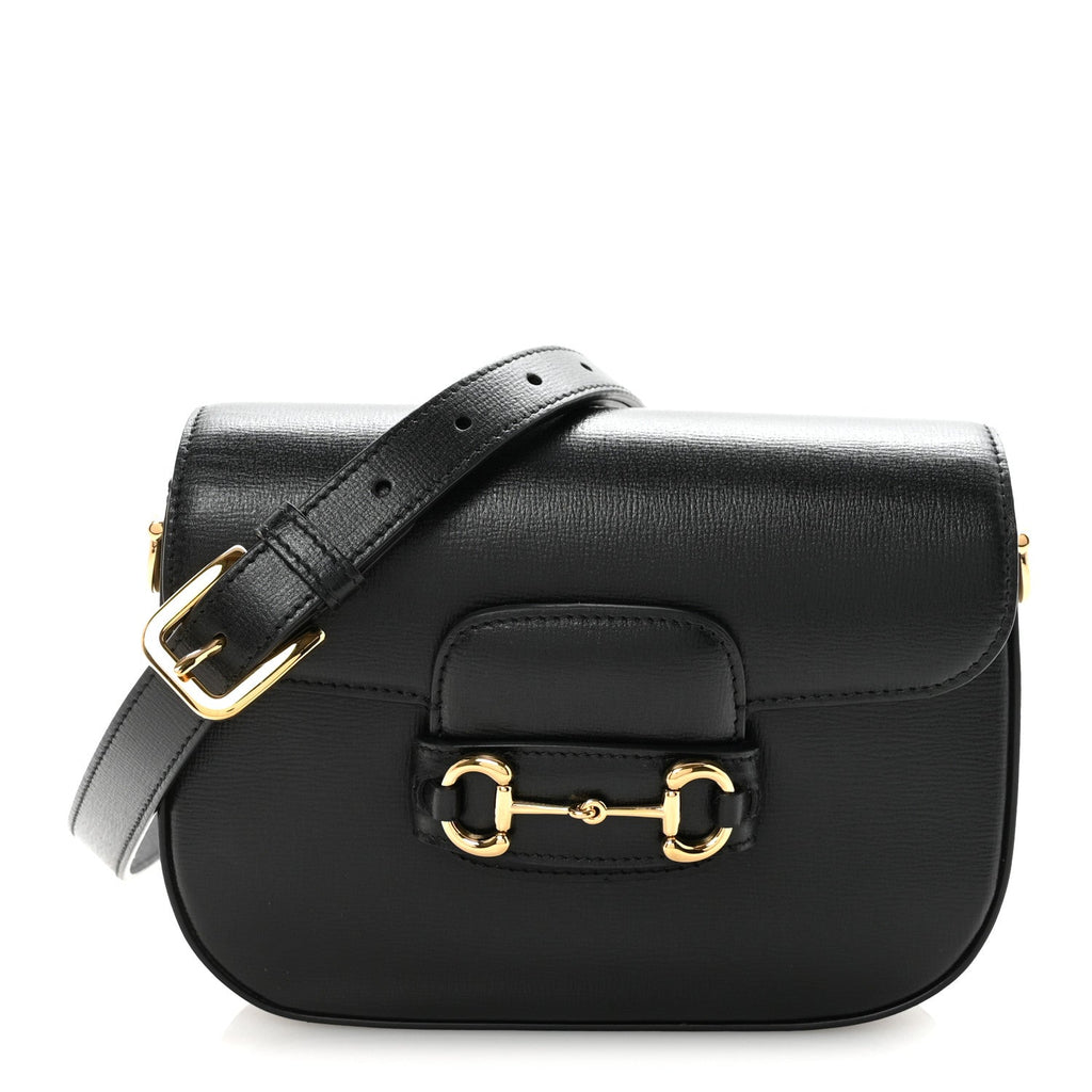 Azalea Calfskin Web Mini Horsebit 1955 Shoulder Bag Black