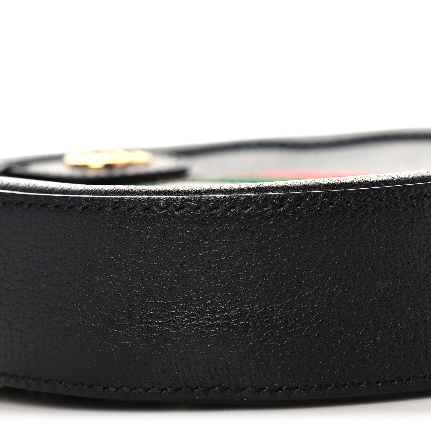 Grained Calfskin Web Mini Ophidia Round Shoulder Bag Black