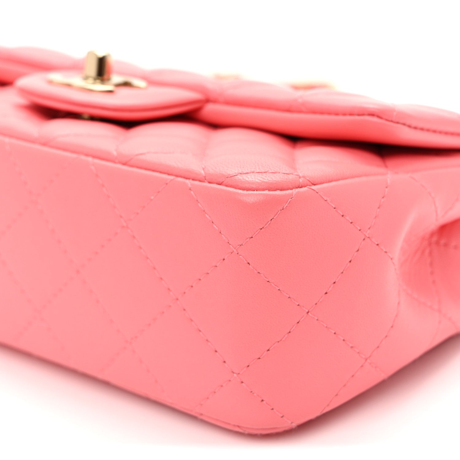 Lambskin Quilted Mini Rectangular Flap Pink