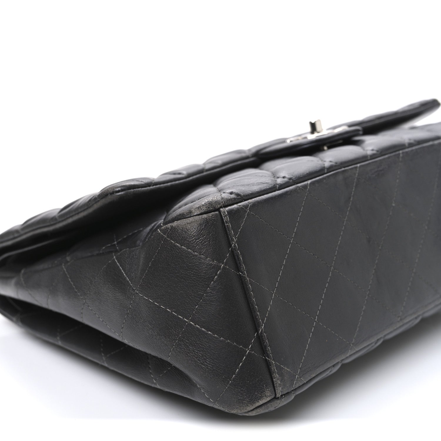 Lambskin Quilted Maxi Double Flap Dark Grey