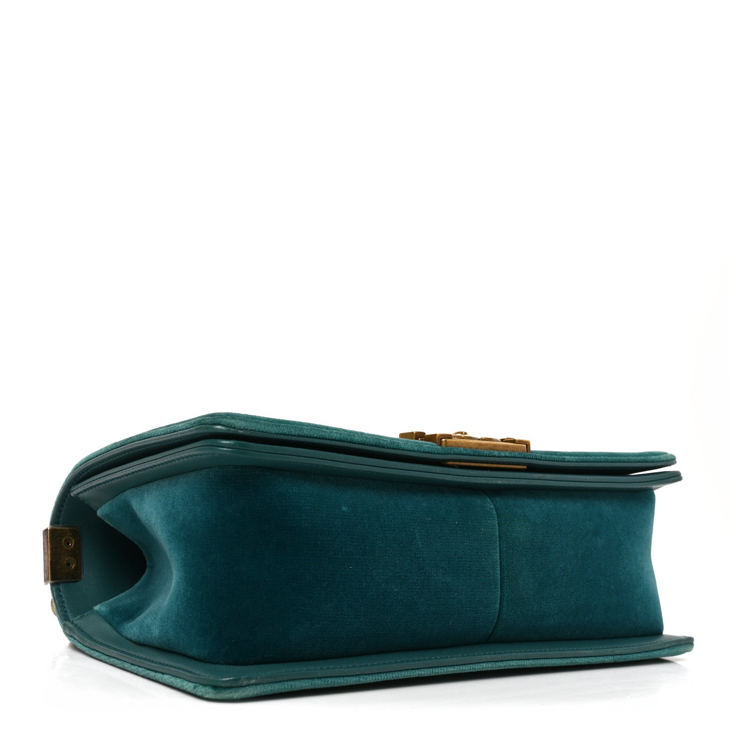 Velvet Chevron Quilted Medium Boy Flap Peacock Blue