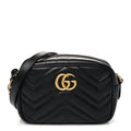 Calfskin Matelasse Mini GG Marmont Chain Shoulder Bag Black