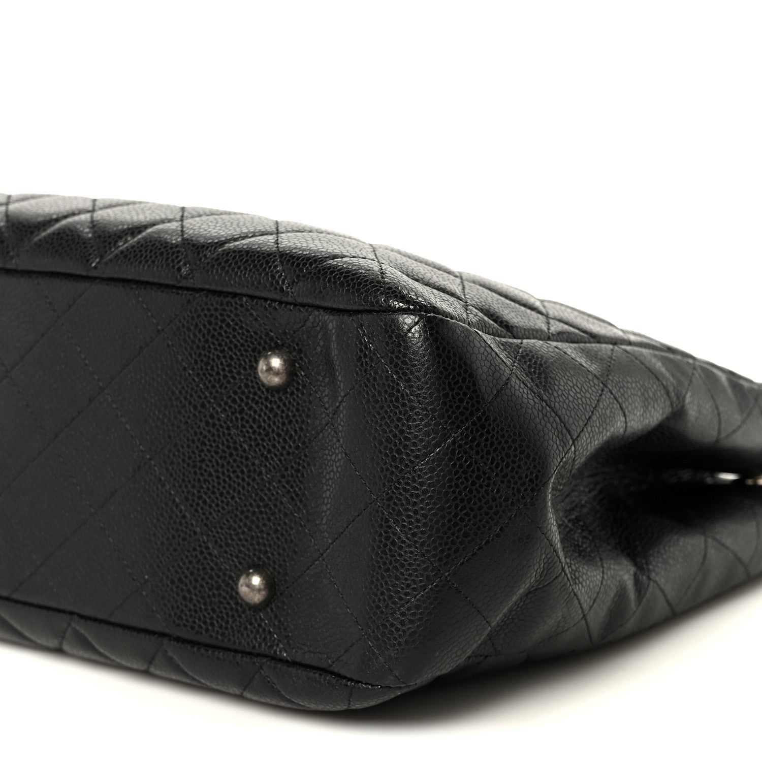Calfskin Quilted Large CC Shopping Tote Black
