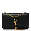 Smooth Calfskin Medium Classic Monogram Kate Tassel Satchel Black