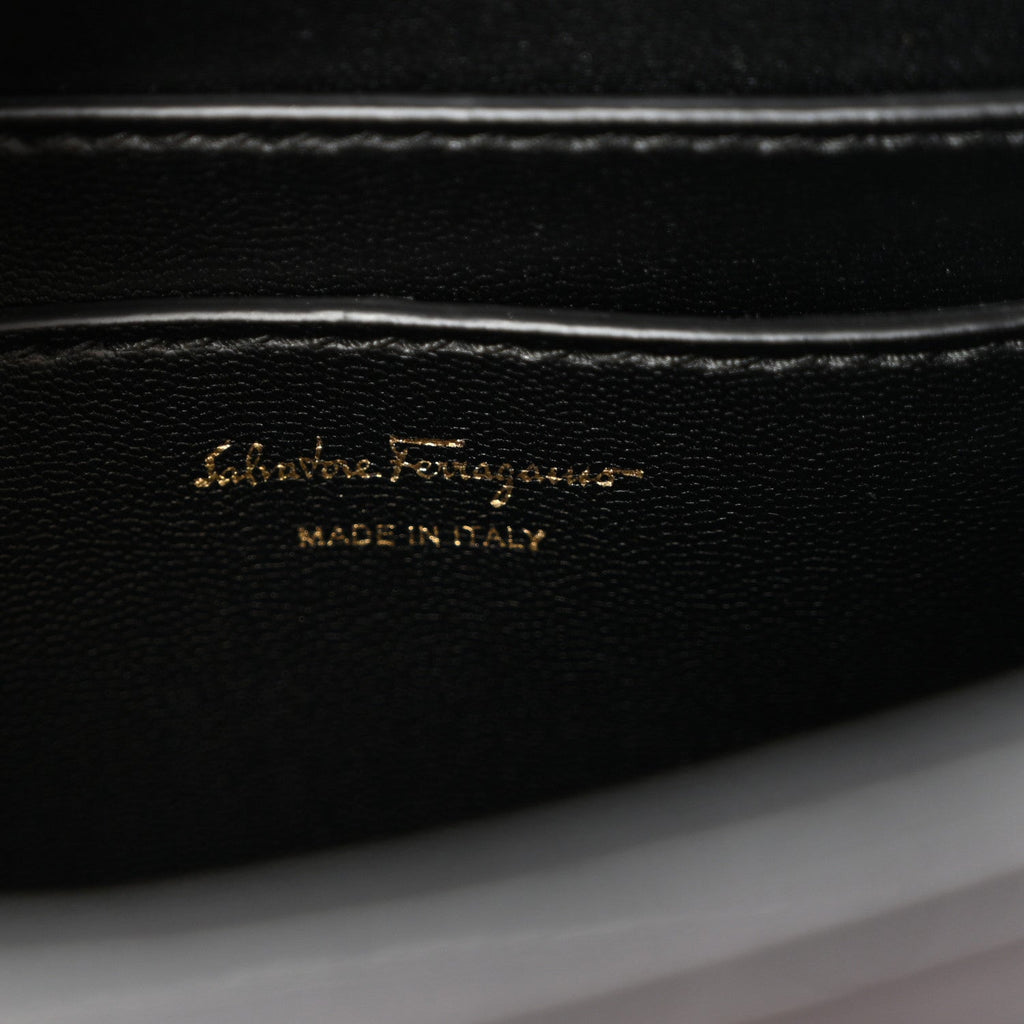 Calfskin Embossed Logo Plaque Gancini Tote Black