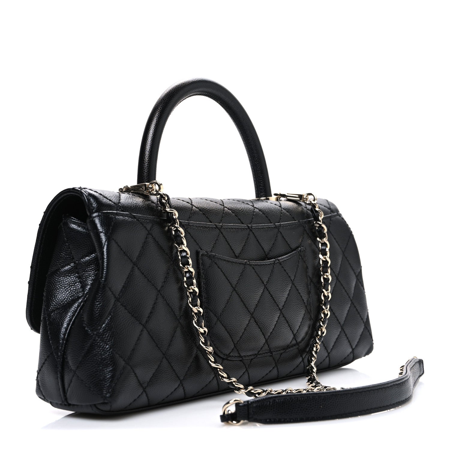 Caviar Quilted Maxi East West Coco Handle Flap Black Black
