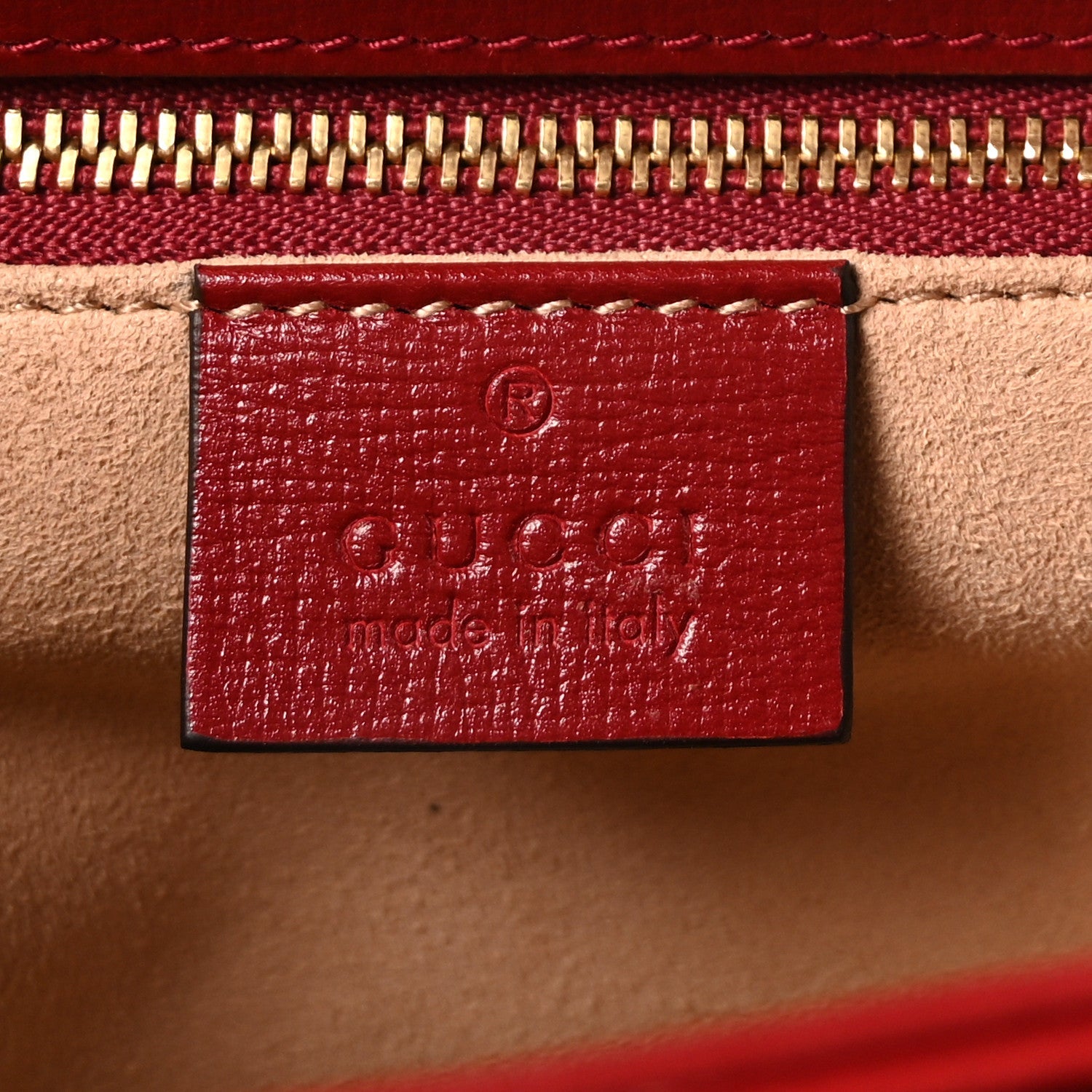 GG Supreme Monogram Azalea Calfskin Horsebit 1955 Shoulder Bag Beige Ebony New Cherry Red