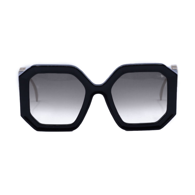 Philipp Plein Sunglasses Square Full Rim, Black Frame and Grey Gradient Lens SPP0670700