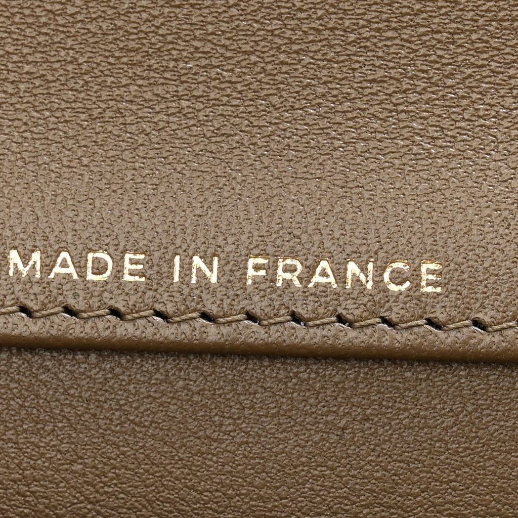 Calfskin Lizard Embossed Clutch With Chain Dark Khaki