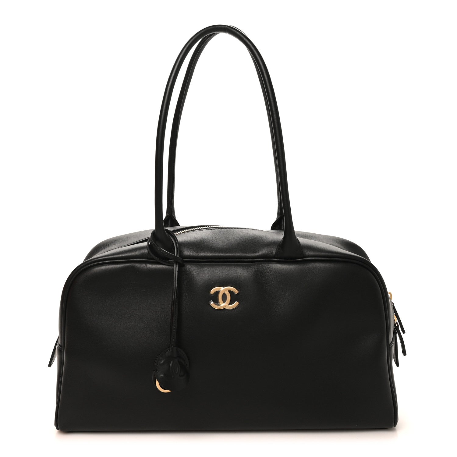Calfskin Large Perfect Bowling Bag Black
