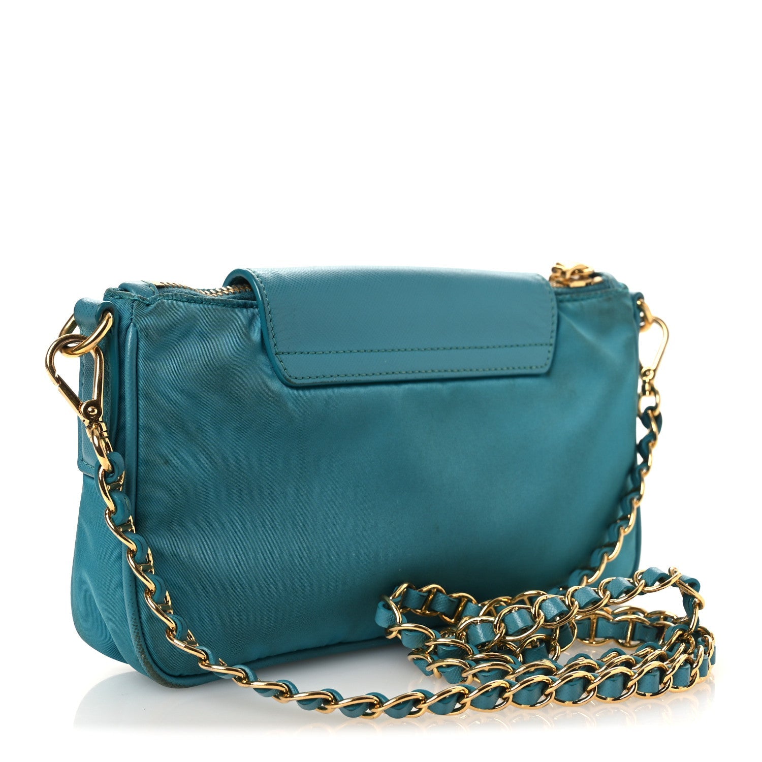 Tessuto Nylon Saffiano Crossbody Bag Turchese