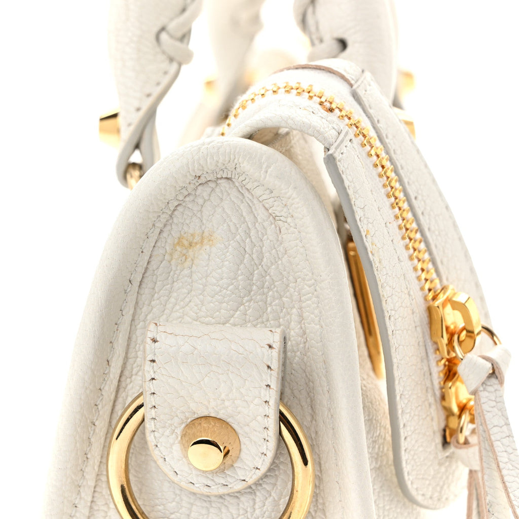 Chevre Gold Metallic Edge Hardware Mini City White