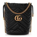 Calfskin Matelasse Mini GG Marmont 2.0 Bucket Bag Black