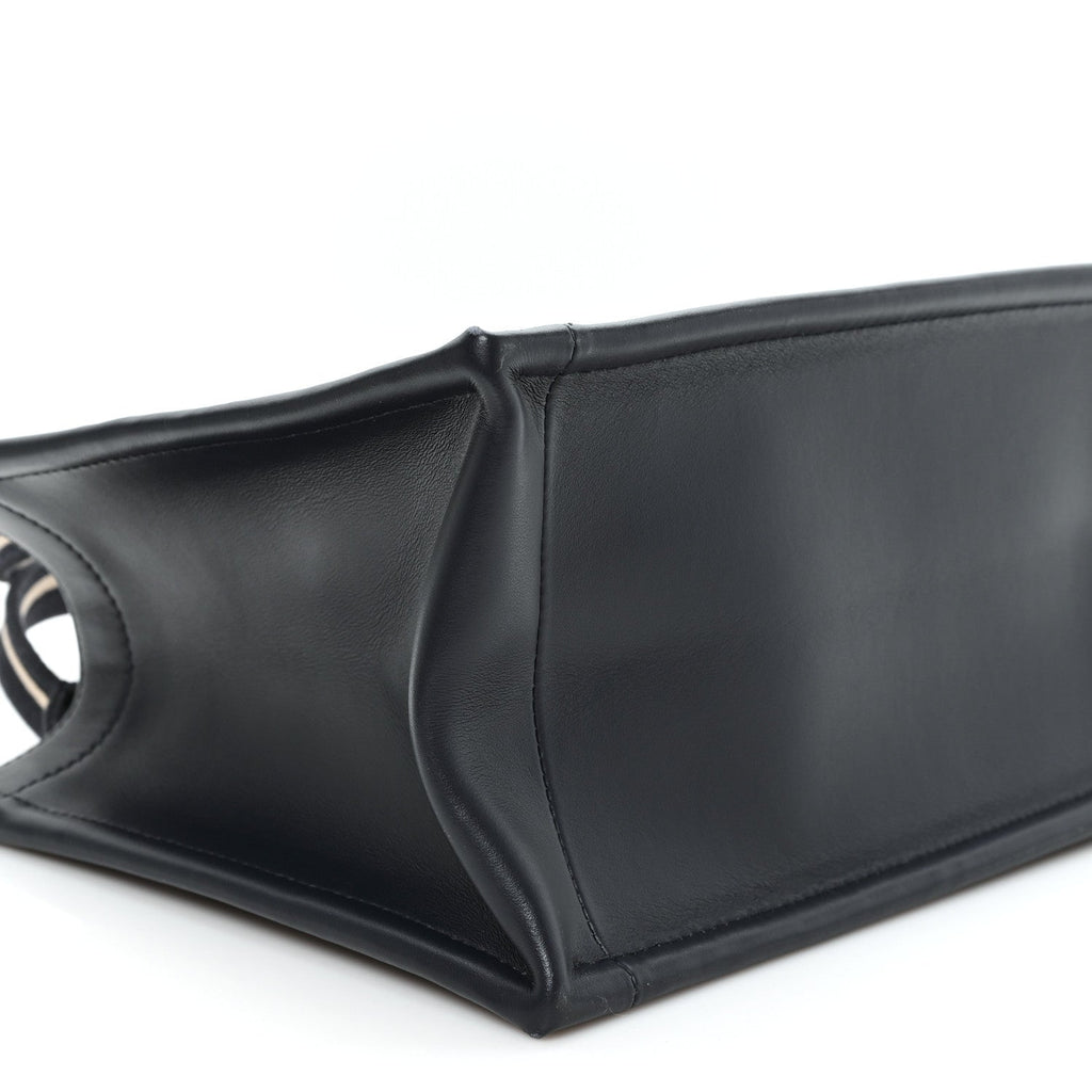 Oblique Calfskin Small Book Tote With Strap Blue Multicolor