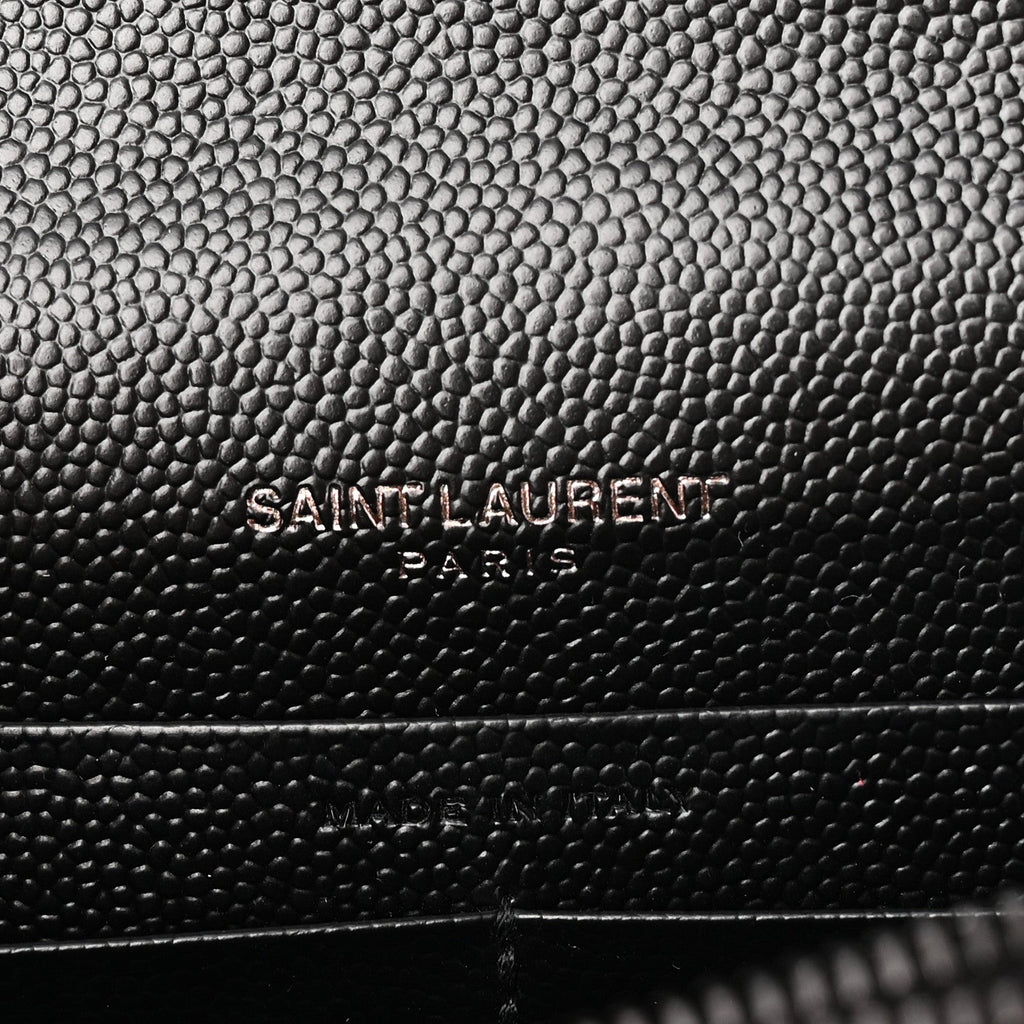 Grain De Poudre Matelasse Chevron Monogram Monochrome Envelope Chain Wallet Black