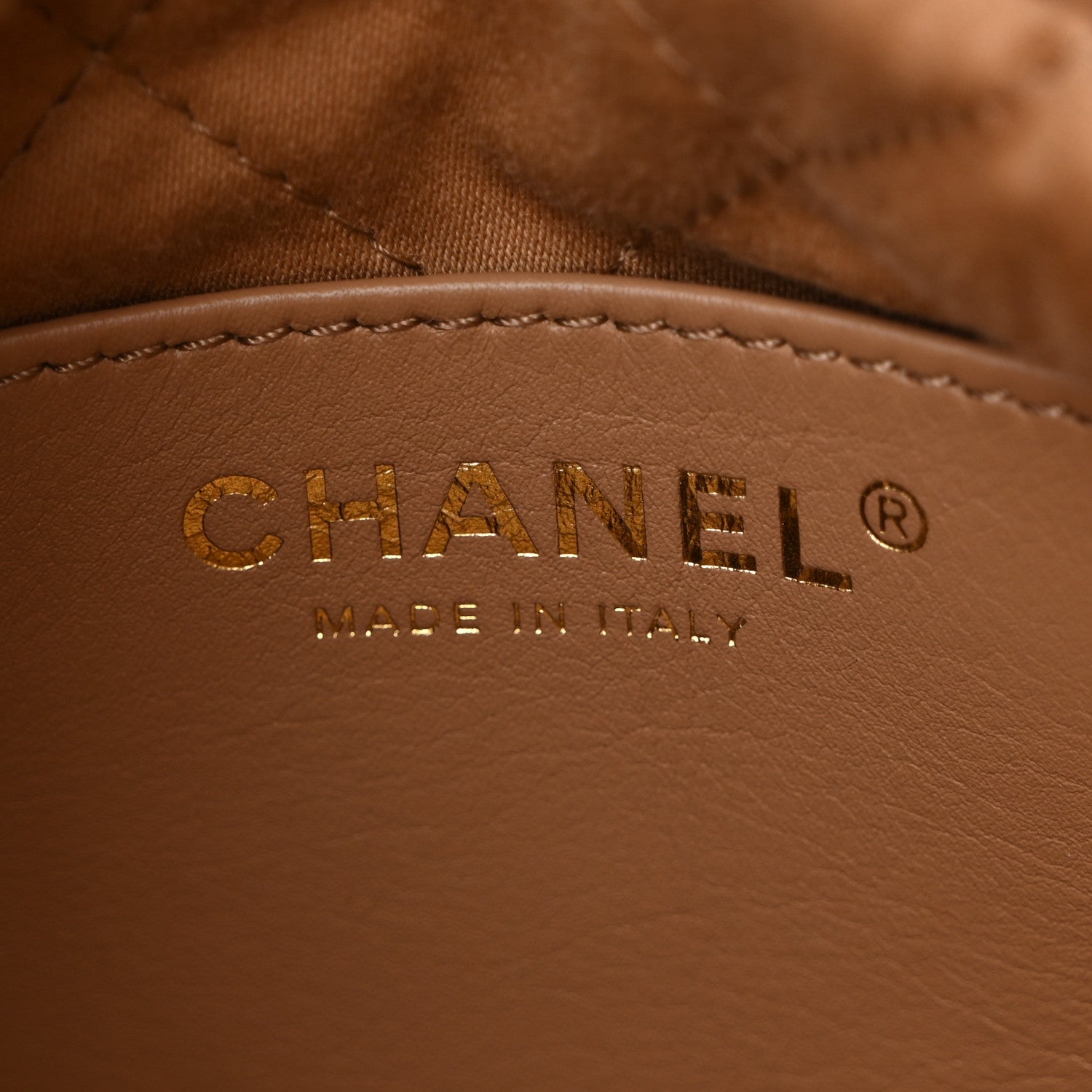 Shiny Calfskin Quilted Mini Chanel 22 Dark Beige
