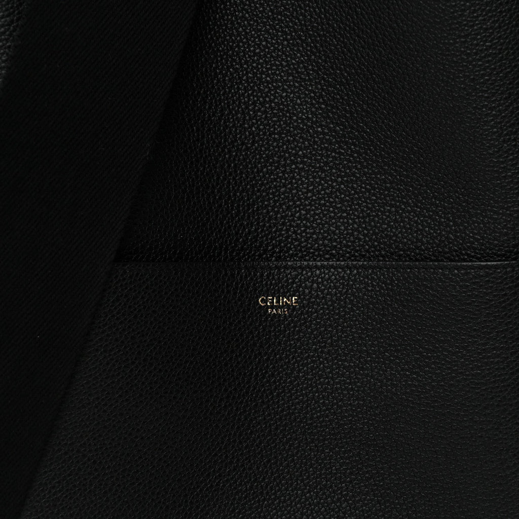 Soft Grained Calfskin Sangle Bucket Bag Black