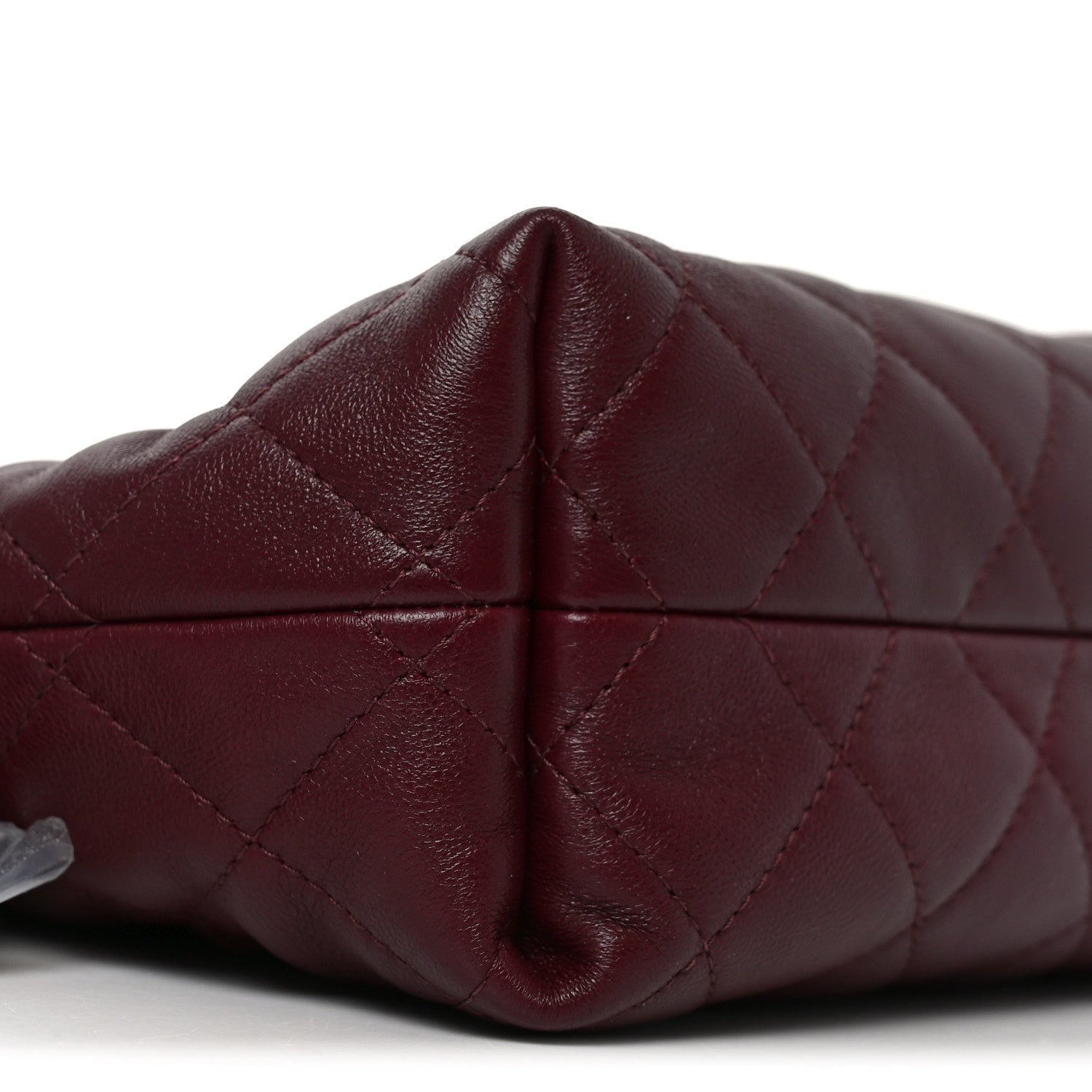 Lambskin Quilted Drawstring Clutch With Strap Dark Burgundy