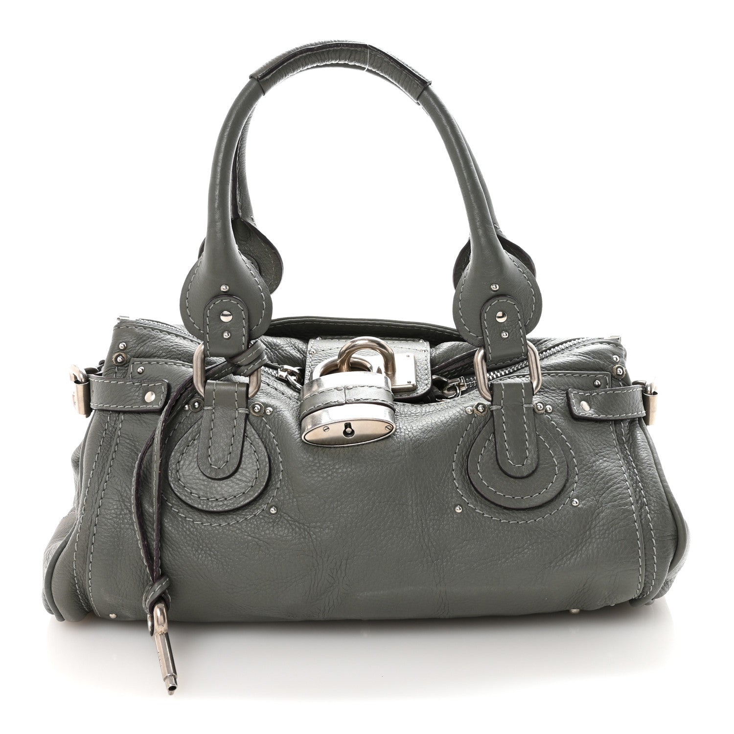 Calfskin Medium Paddington Satchel Gray