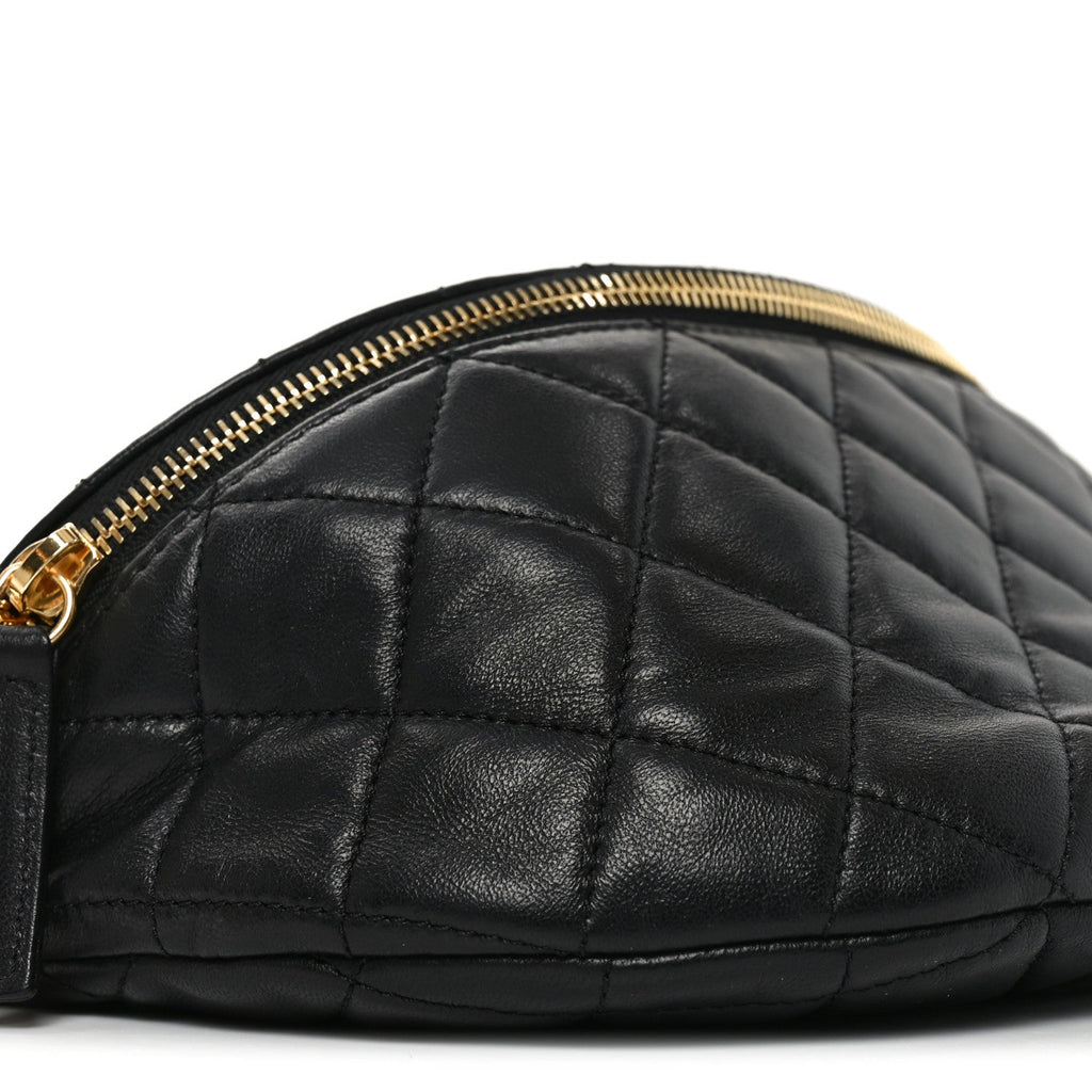Lambskin Pearl Quilted CC Belt Bag Black