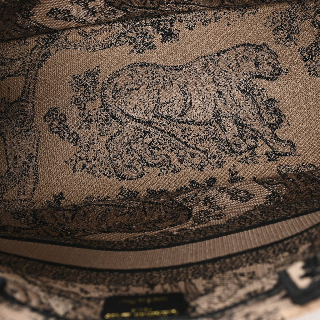 Canvas Embroidered Medium Dioriviera Toile De Jouy Book Tote Black