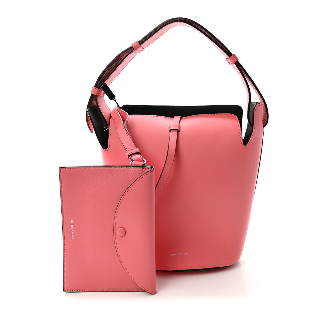 Supple Calfskin Small Bucket Bag Bright Coral Pink