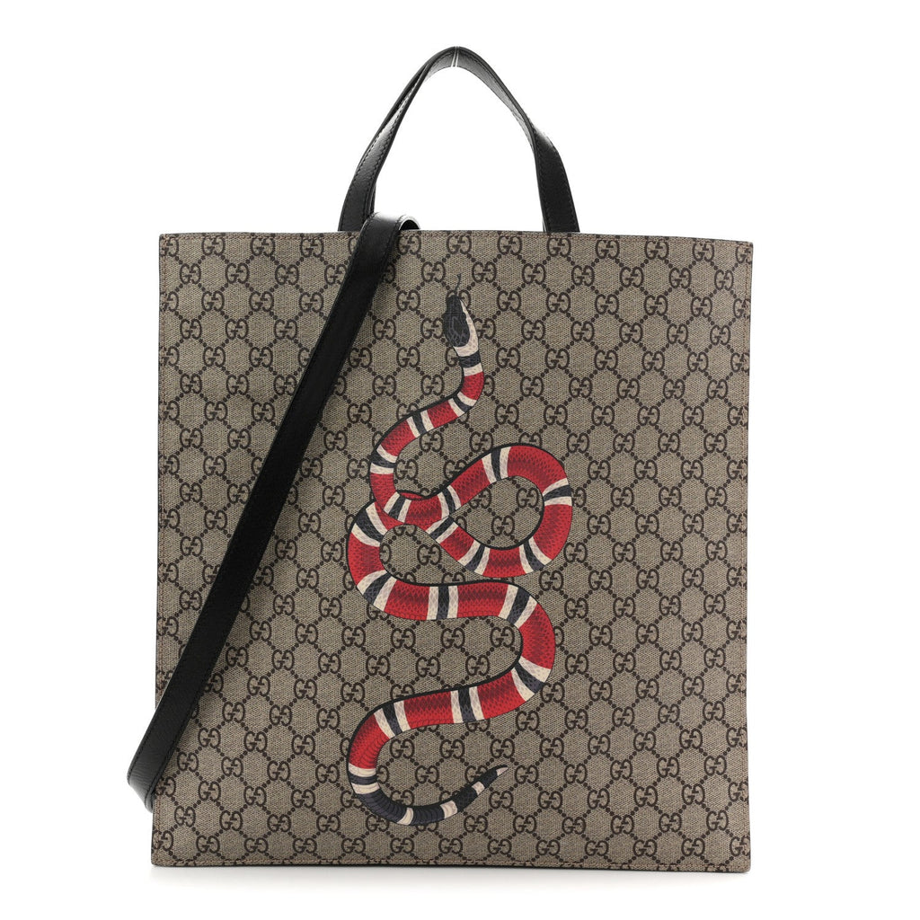 Soft GG Supreme Monogram Kingsnake Vertical Tote  Black
