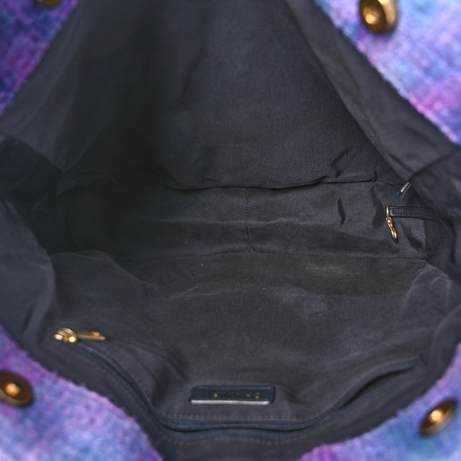 Wool Tweed CC Tote Purple Black Blue
