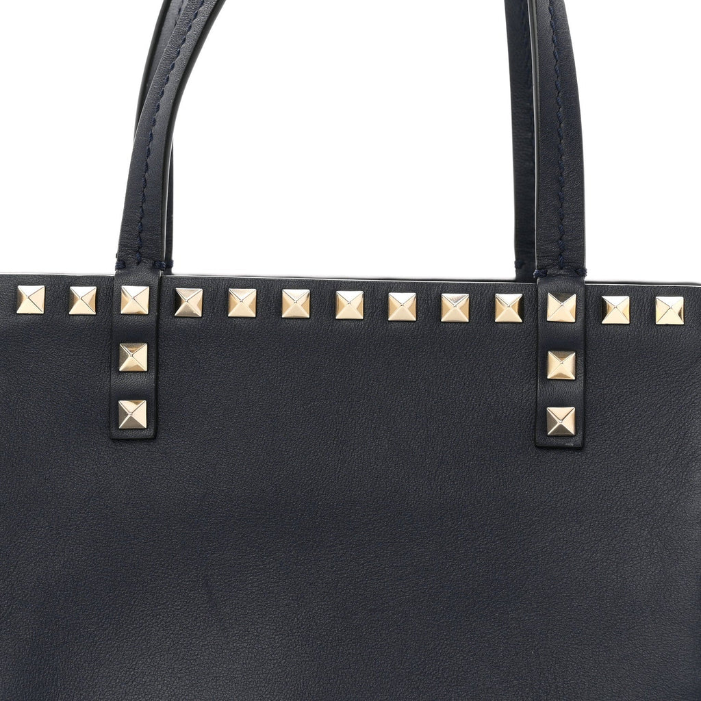 Calfskin Rockstud Double Handle Cinch Tote Marine