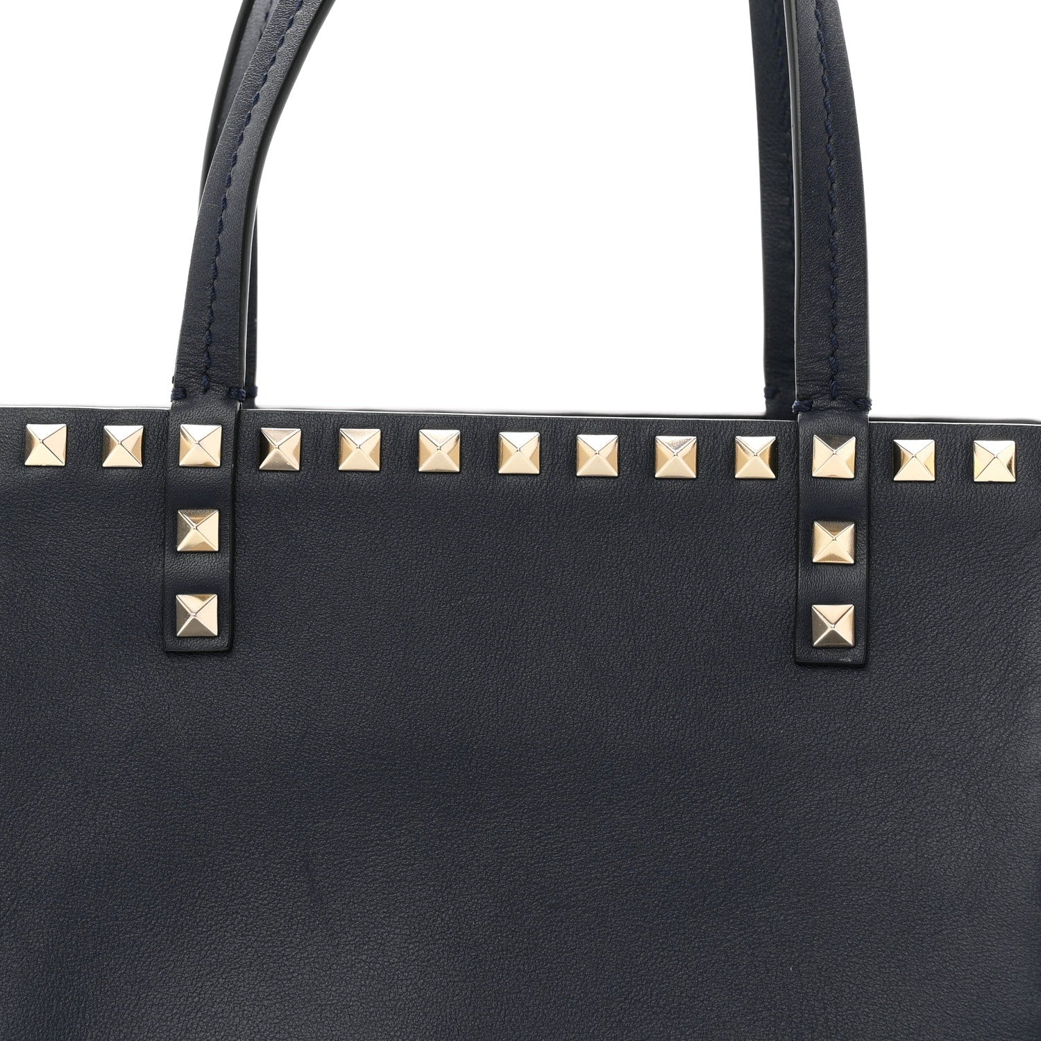 Calfskin Rockstud Double Handle Cinch Tote Marine