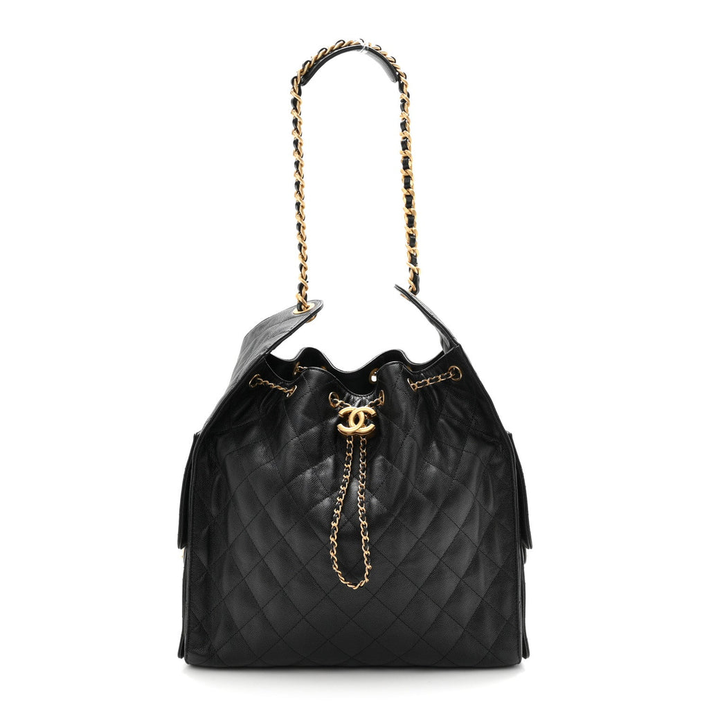 Caviar Quilted Medium Chanel 25 Handbag Black
