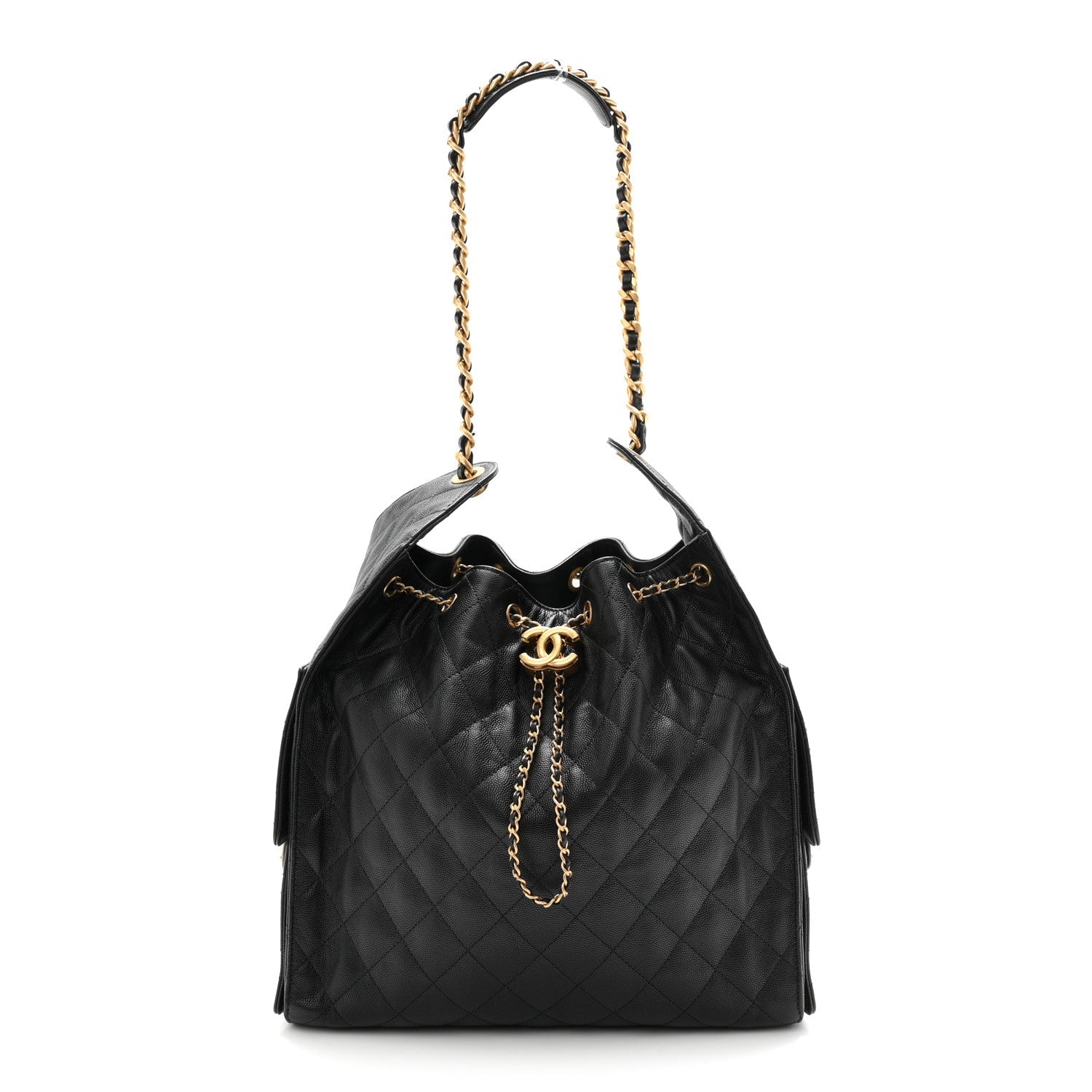 Caviar Quilted Medium Chanel 25 Handbag Black