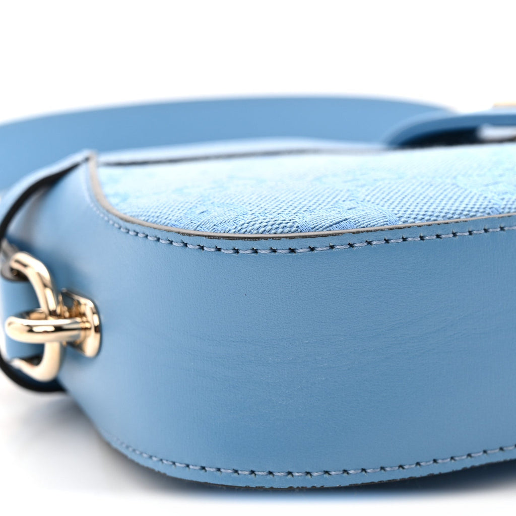 Calfskin Monogram Mini Moon Side Shoulder Bag Blue