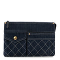Denim Quilted Zipped Clutch Blue