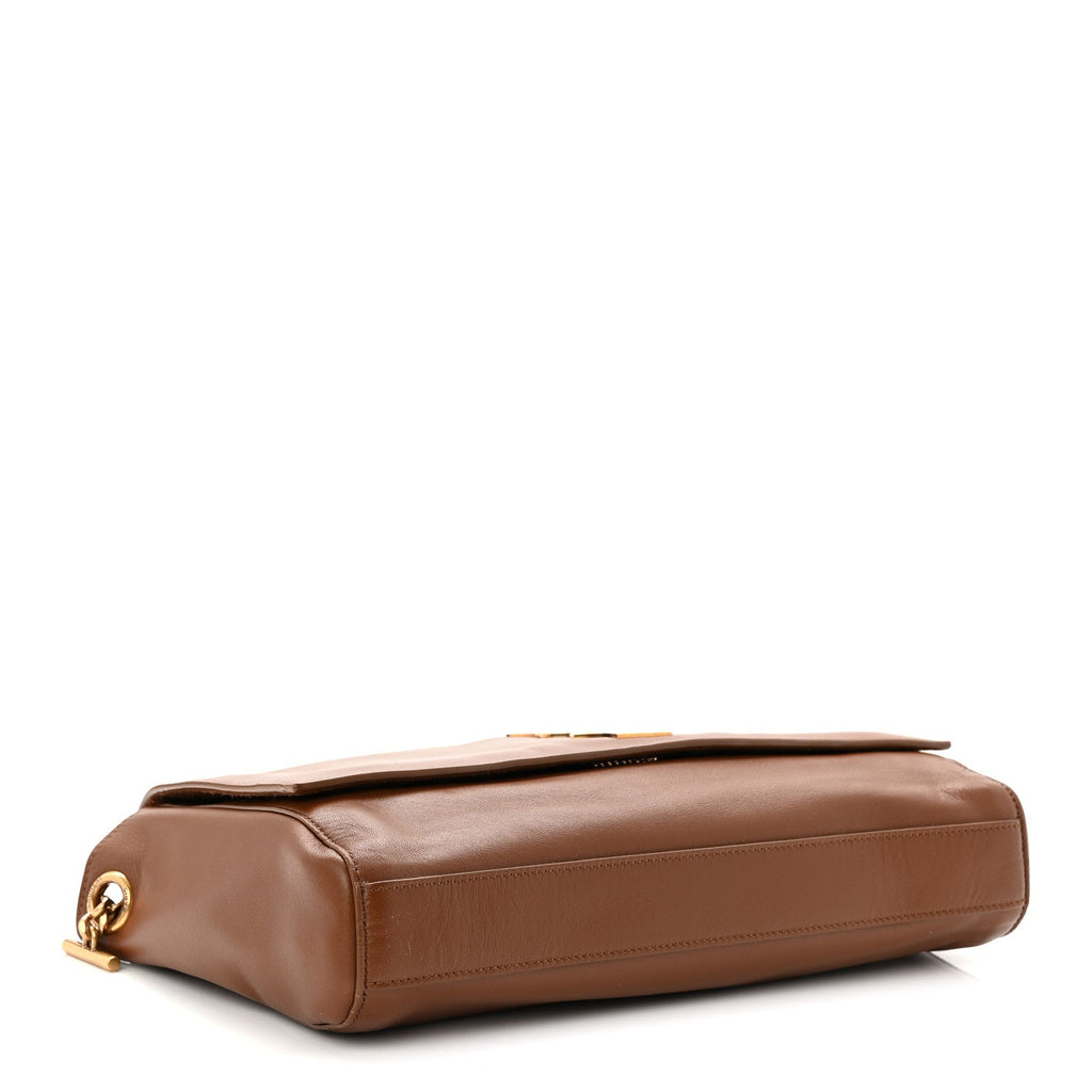 Suede Braided Monogram Large Kate Satchel Brown