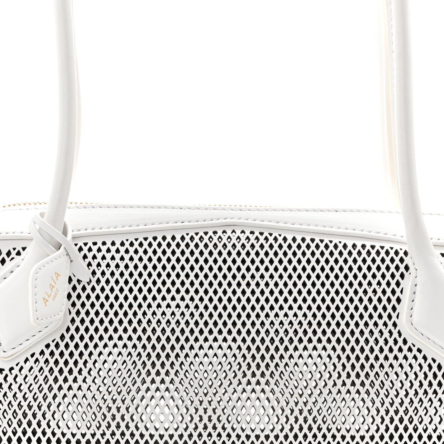 Fishnet Calfskin Laser Cut Medium Le Teckel Bag Blanc Optique