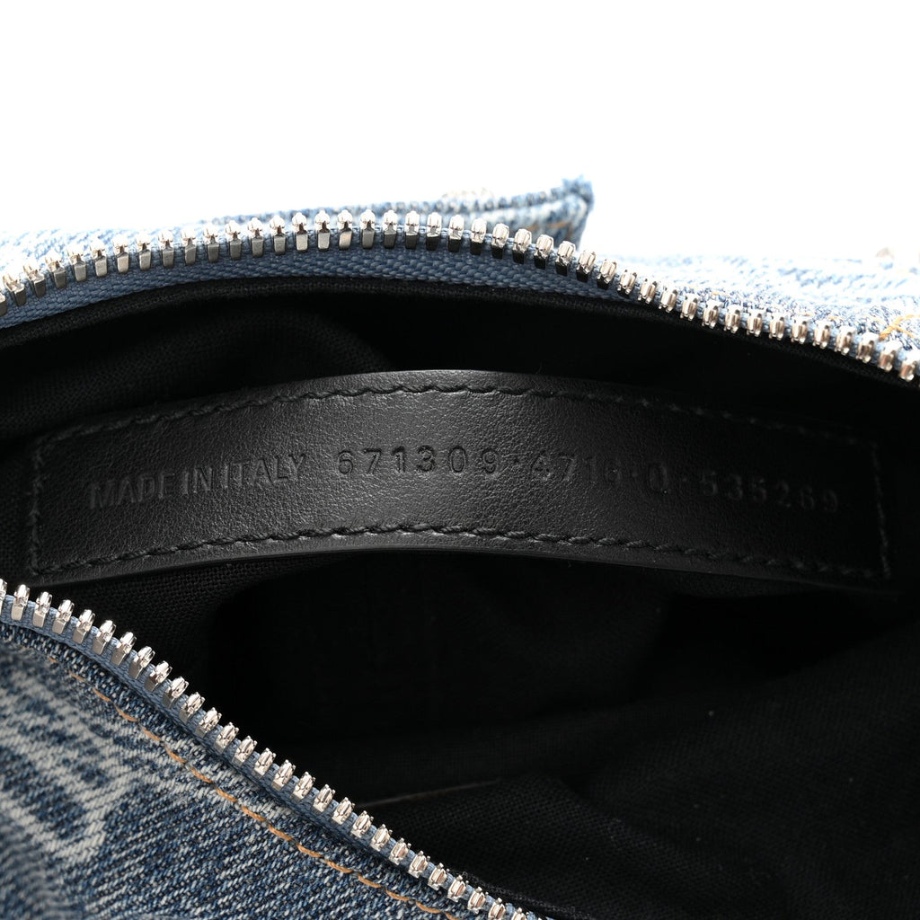 Bleached Denim BB Monogram Le Cagole Shoulder Bag XS Blue