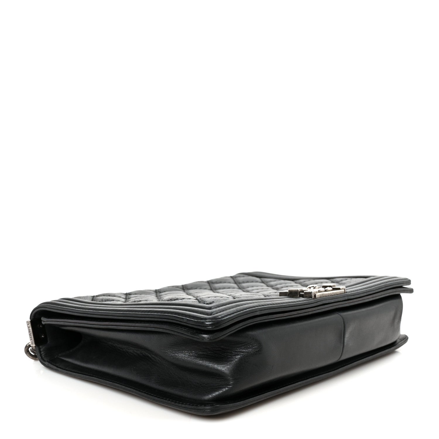 Calfskin Quilted Double Stitch New Medium Boy Flap Black