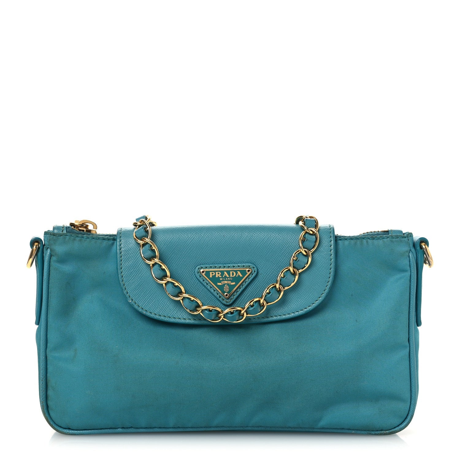 Tessuto Nylon Saffiano Crossbody Bag Turchese