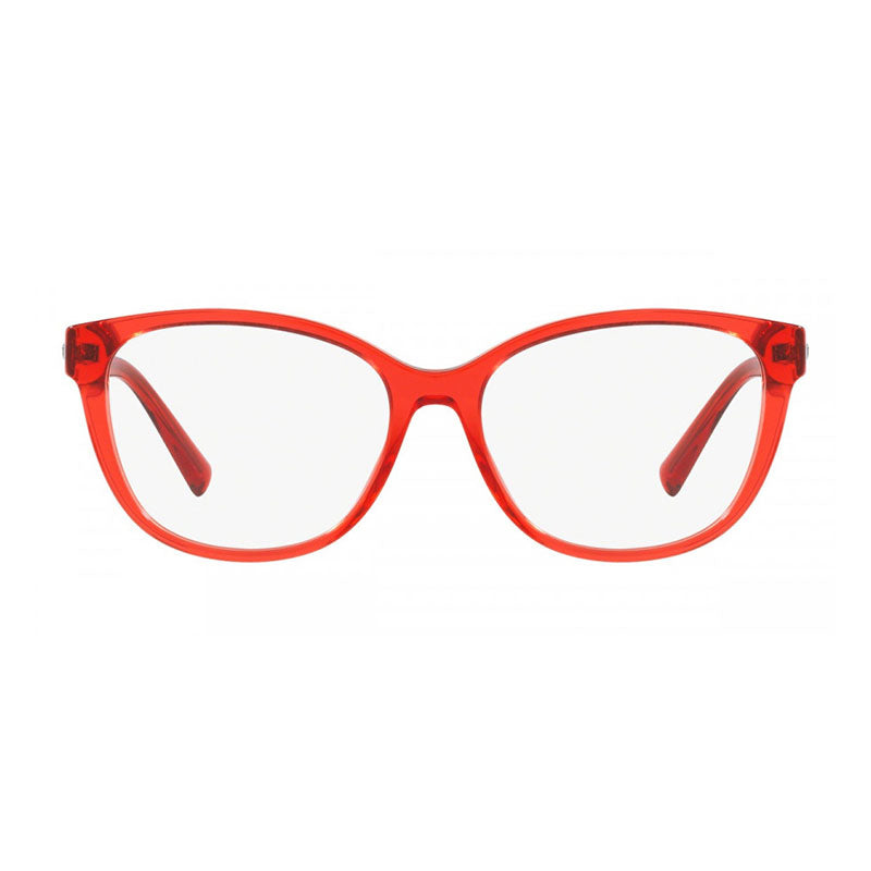 Versace Eyeglasses Cat Eye Full Rim, Transparent Red Frame and Clear Demo Lenses Lens VE32735307