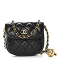 Lambskin Quilted Pearl Crush Waist Bag Black
