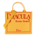Canvas Embroidered Book Cover Medium Book Tote Yellow Red