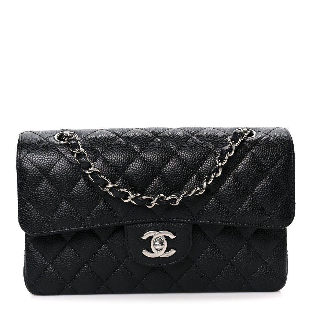 Caviar Quilted Small Double Flap Black Black