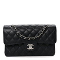 Caviar Quilted Small Double Flap Black Black