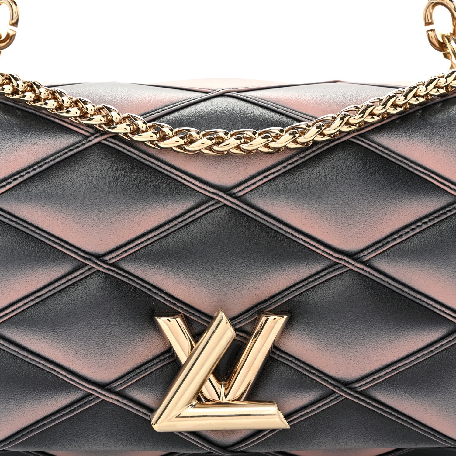 Lambskin Malletage Top Handle GO-14 MM Black Pink