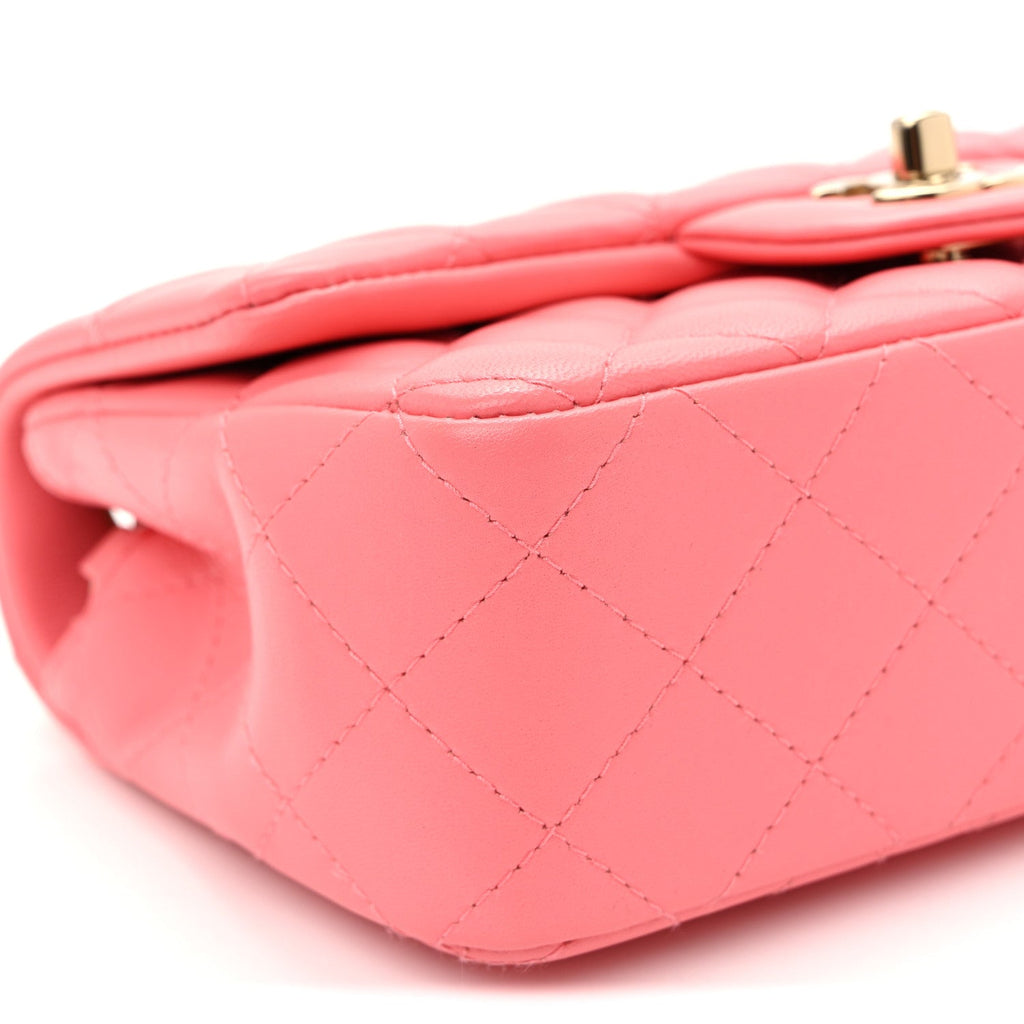 Lambskin Quilted Mini Rectangular Flap Pink