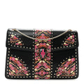 Calfskin Karung Studded Serpenti Forever Shoulder Bag Black Pink Multicolor