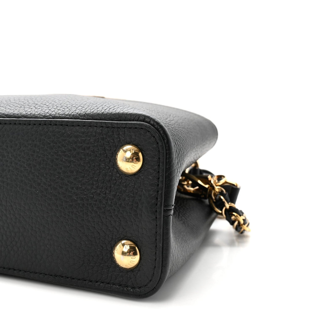 Taurillon Enamel Flower Padlock Chain Capucines BB Black