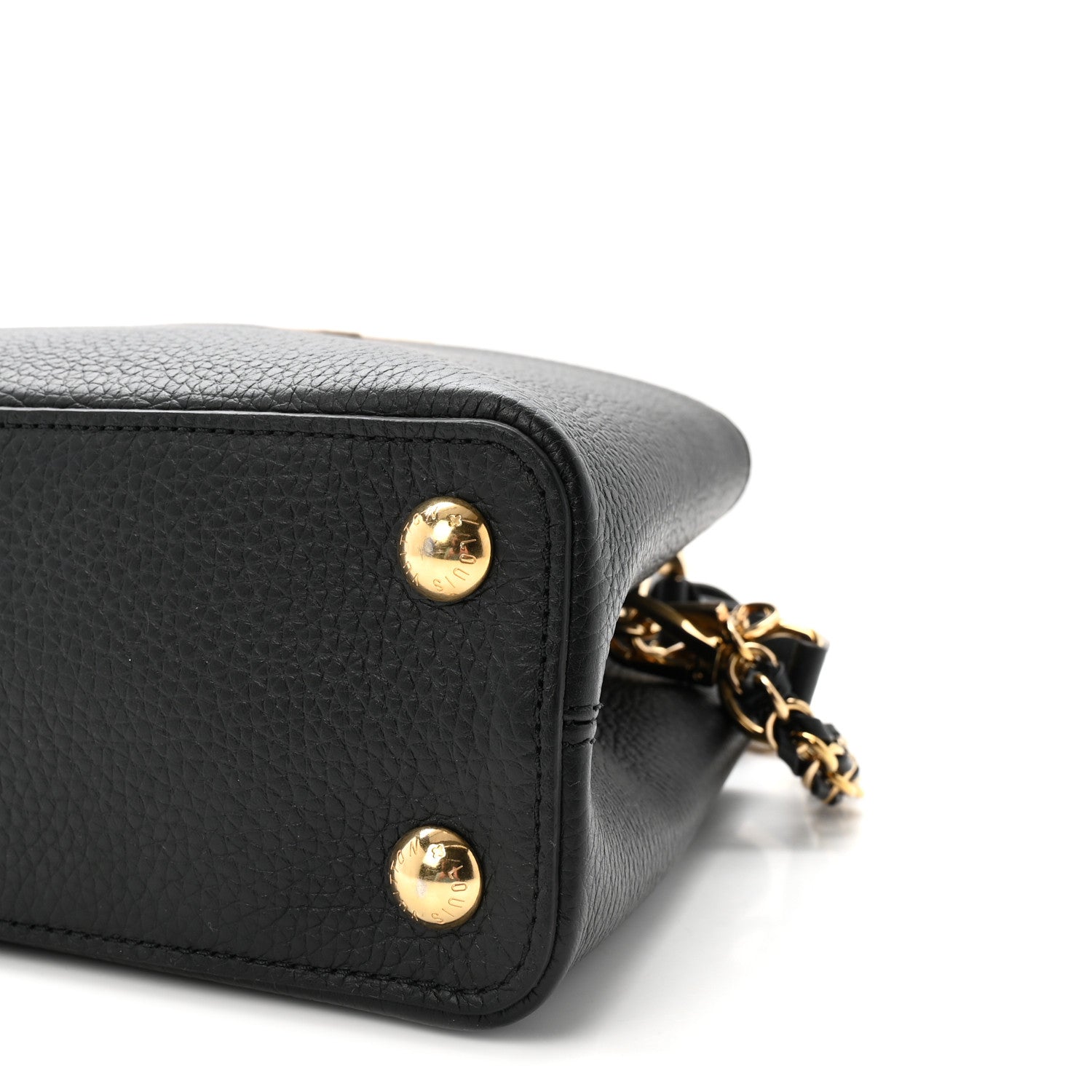 Taurillon Enamel Flower Padlock Chain Capucines BB Black